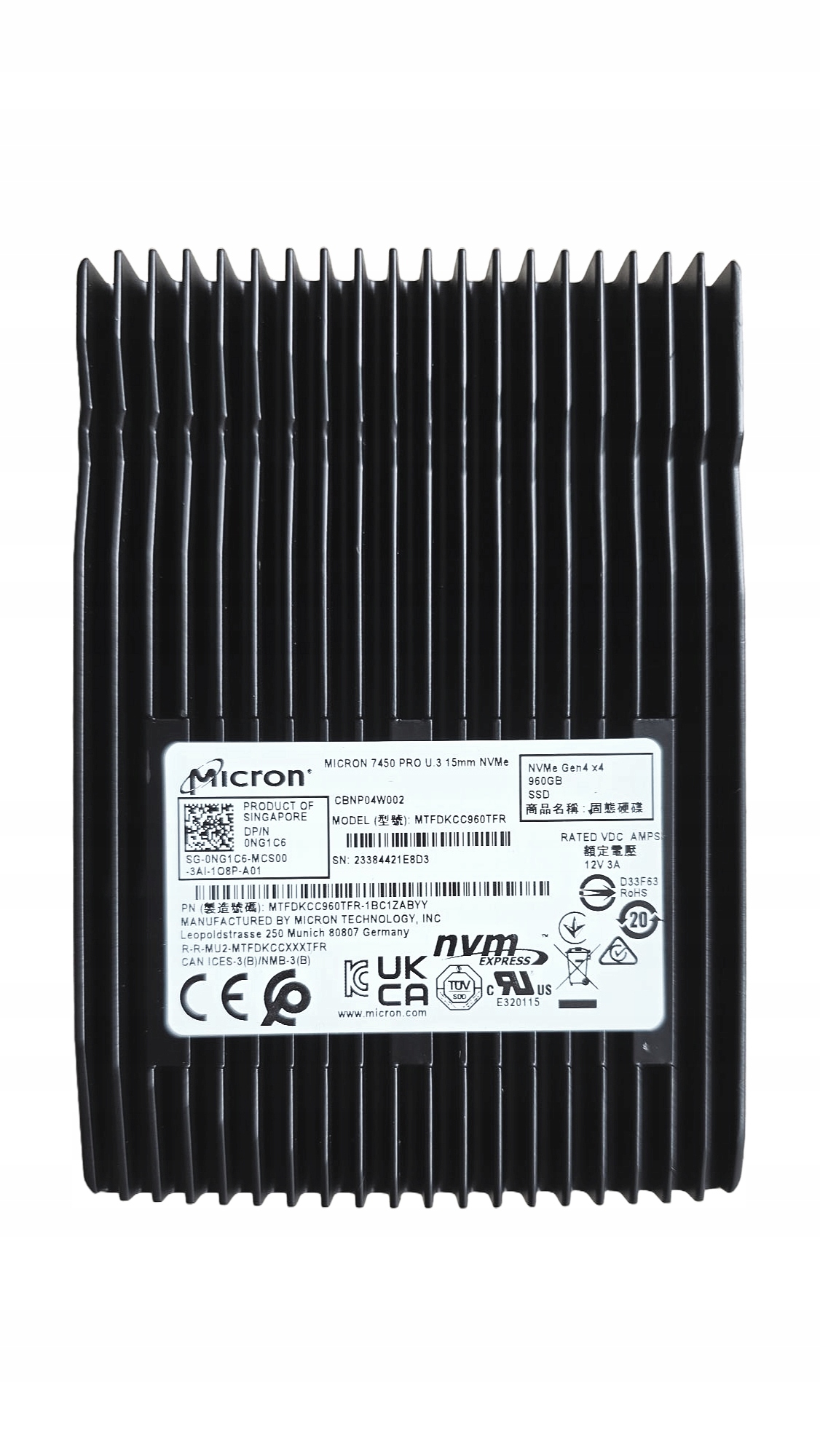 Pevný disk Dell Micron 960GB Ssd NVMe PCIe 4.0x4 U.3 2.5" Tlc NG1C6