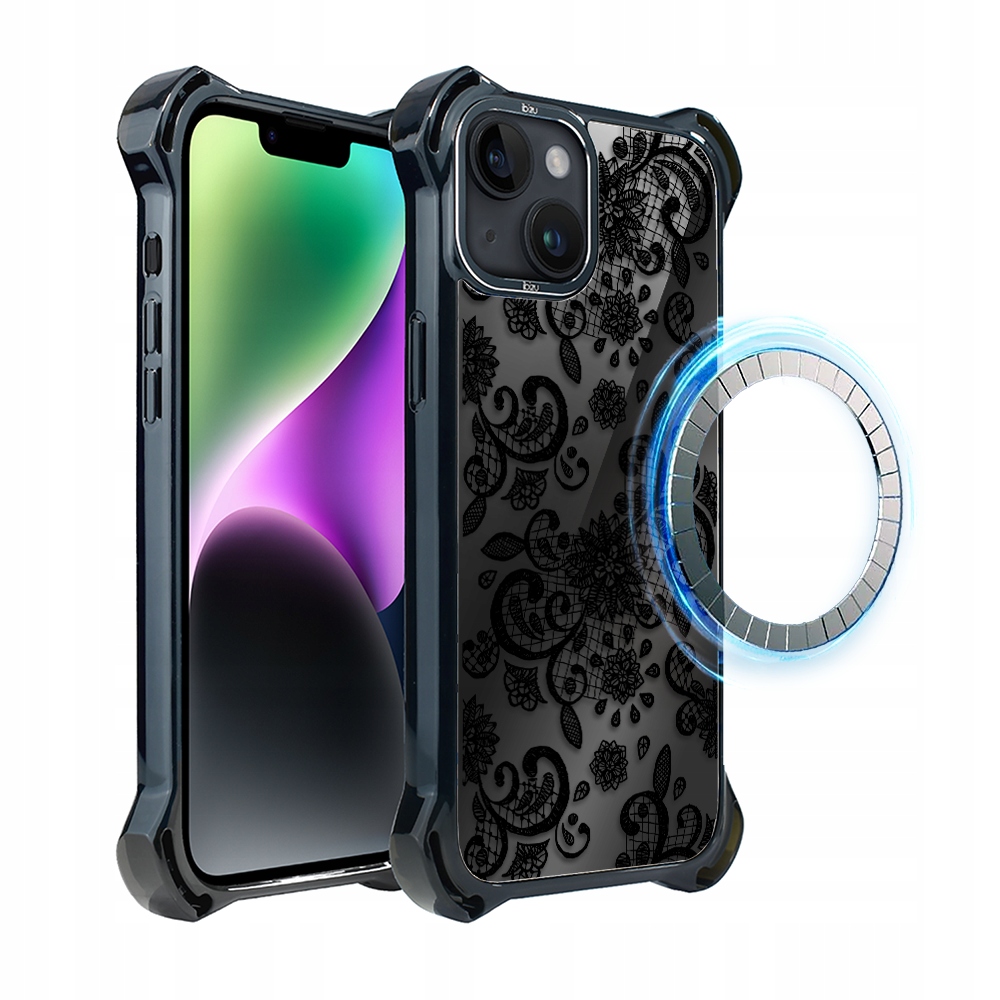 Pouzdro pro iPhone 14 Ibizu DropGuard Ultra s MagSafe, krajková černá barva