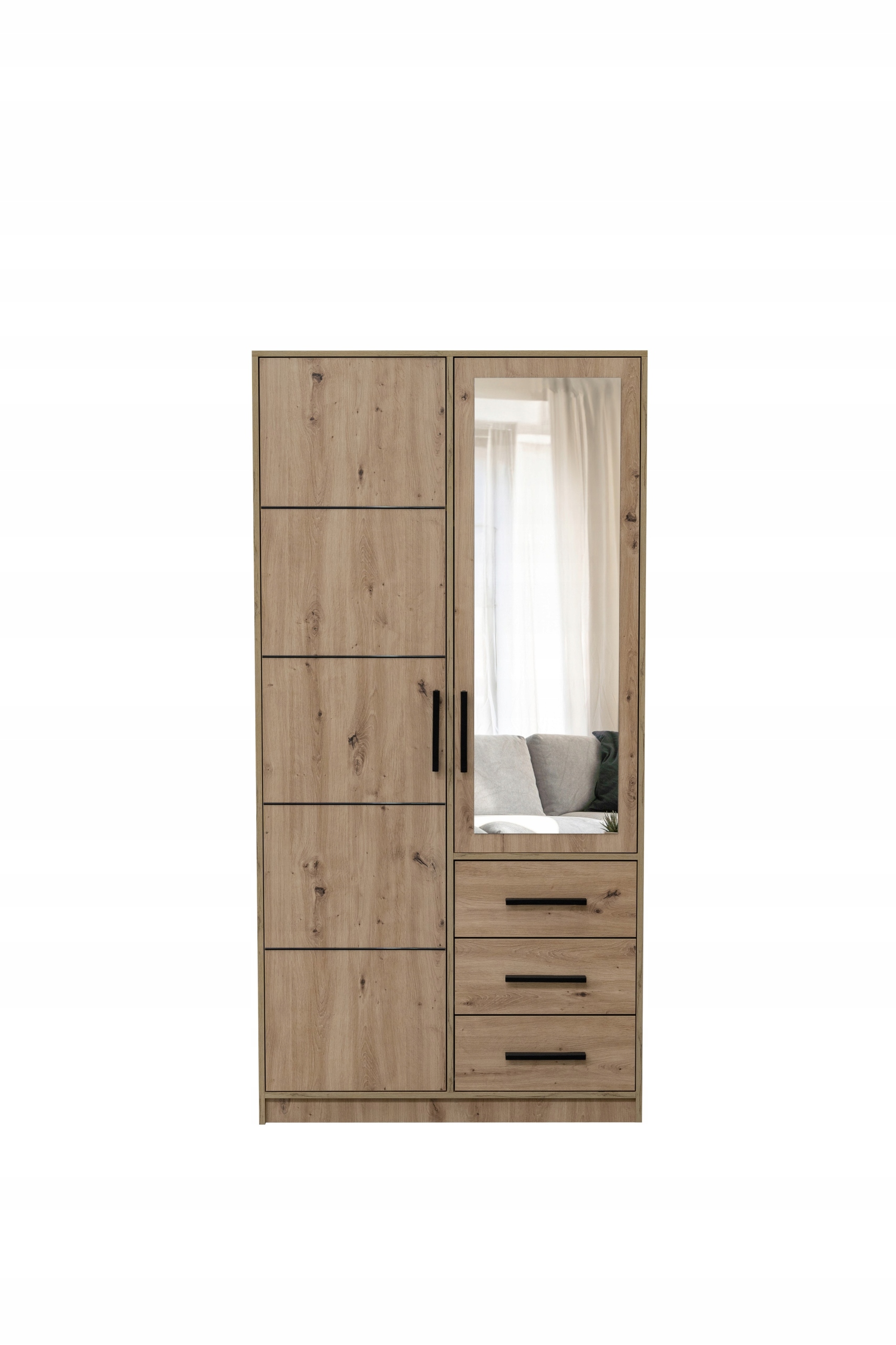 Skříň 100 cm se zrcadlem Výklopné dveře Dub artisan