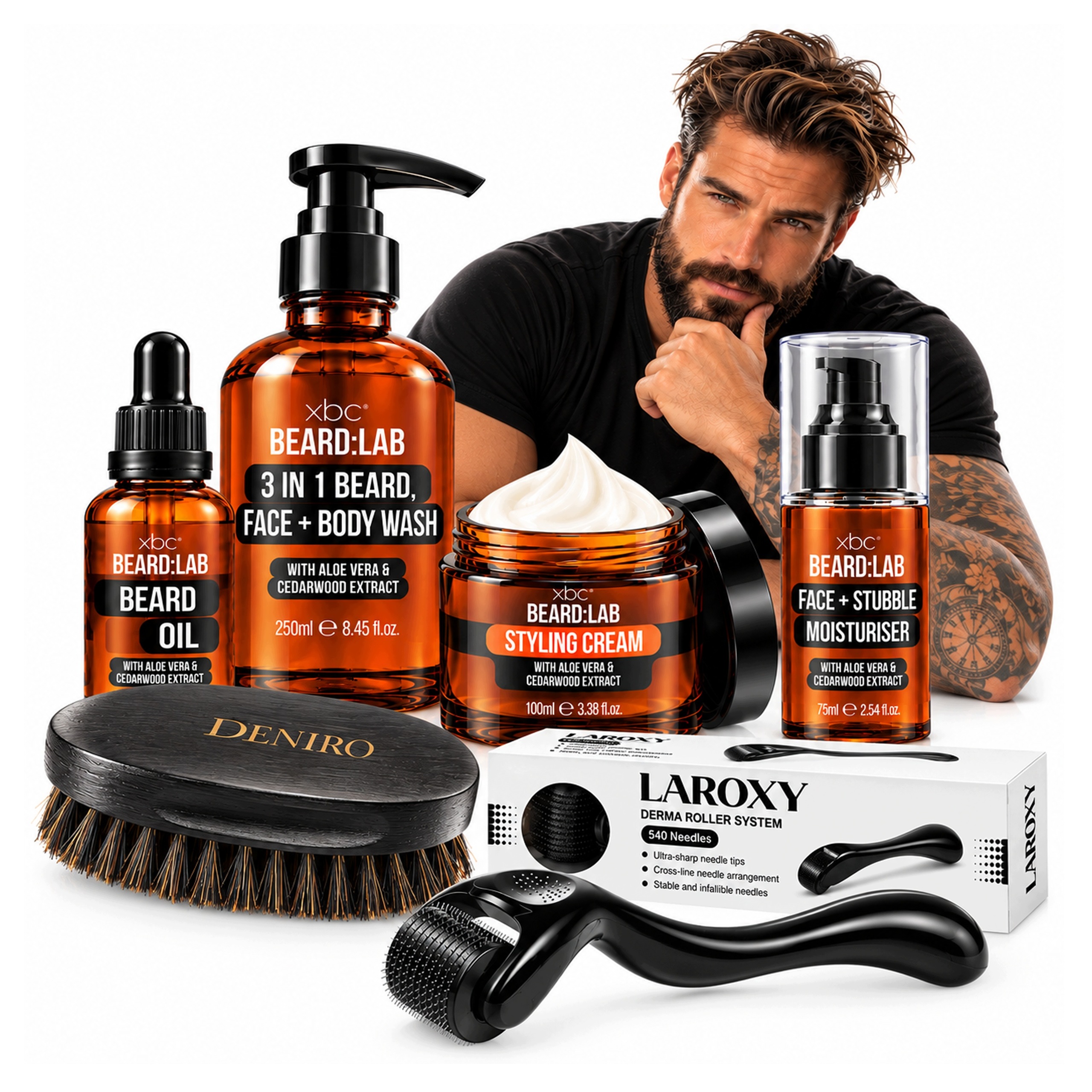 Kosmetyki do brody dla mężczyzn Krem Balsam Olejek Żel Kartacz Derma Roller