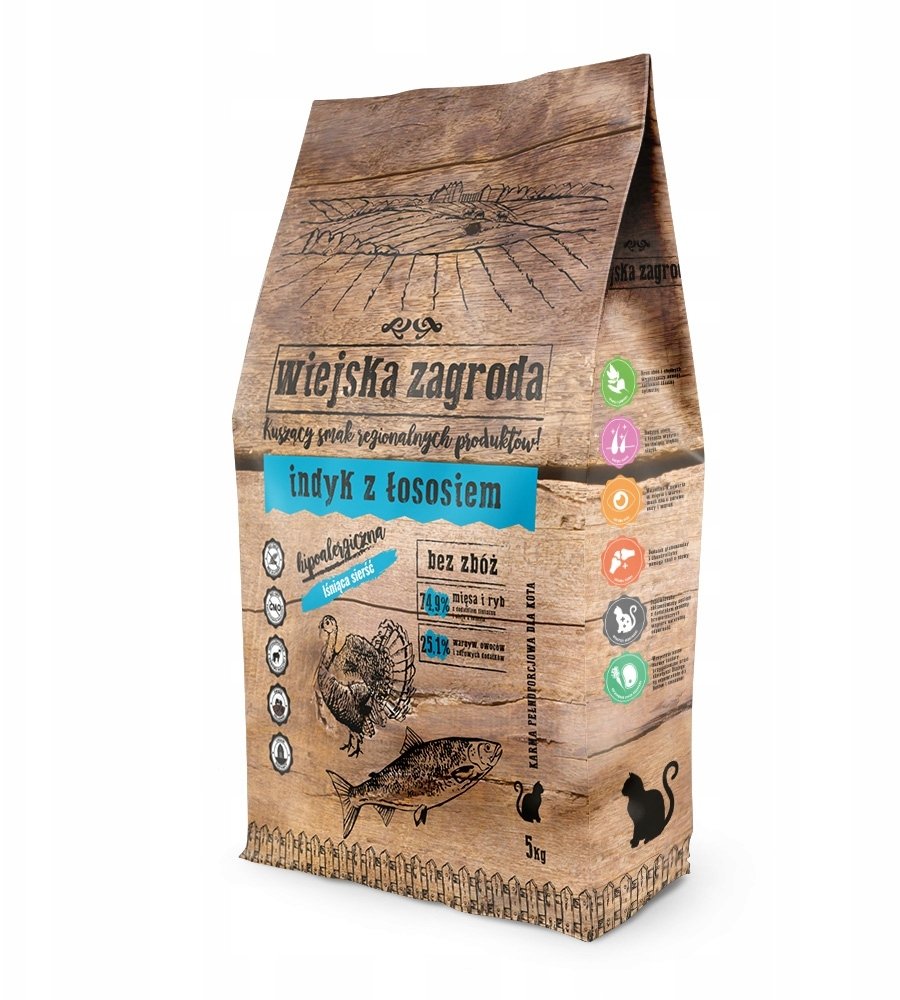 Karma sucha dla kota Indyk z łososiem (dorosły) 5kg