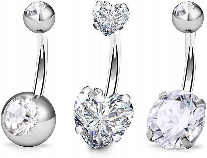 Stříbrný piercing do pupíku 14G Ocel 316L 3 ks