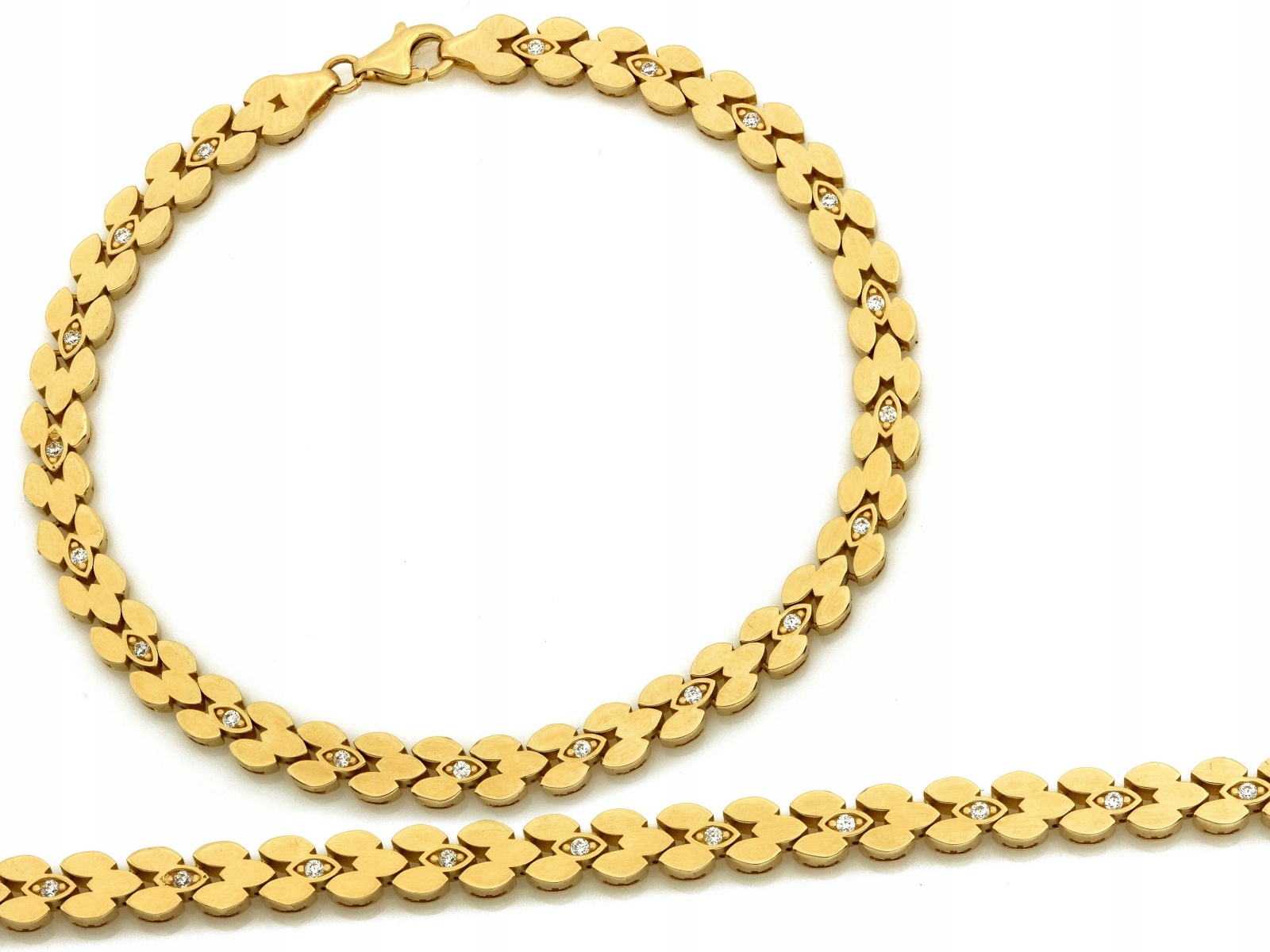 Zlatý náramek 585 dílků s zirkony 19 Cm jako dárek 6.82 g