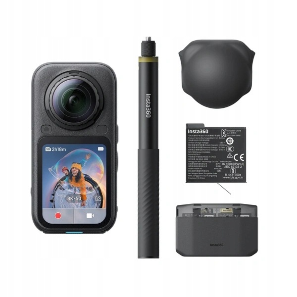 Insta360 X6 Essentials Bundle kamera 360 8K 50fps 2x baterie tyč 114 cm