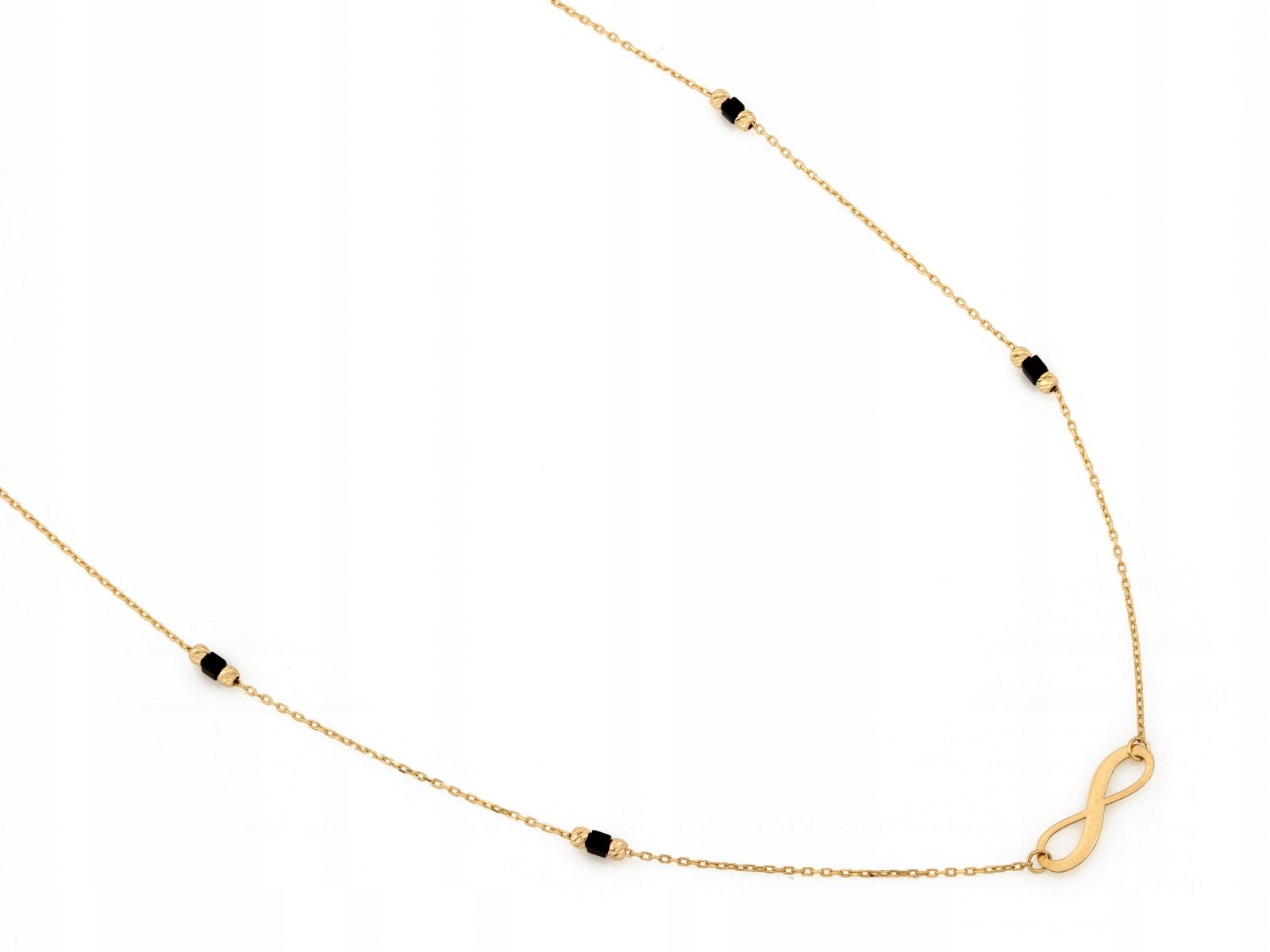 Náhrdelník ze zlata 585 s nekonečnem a černými zirkony 1.52 g 45 cm