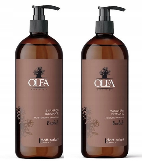 Zestaw Olea Baobab i olej lniany Szampon Maska 2 x 1000 ml pompki