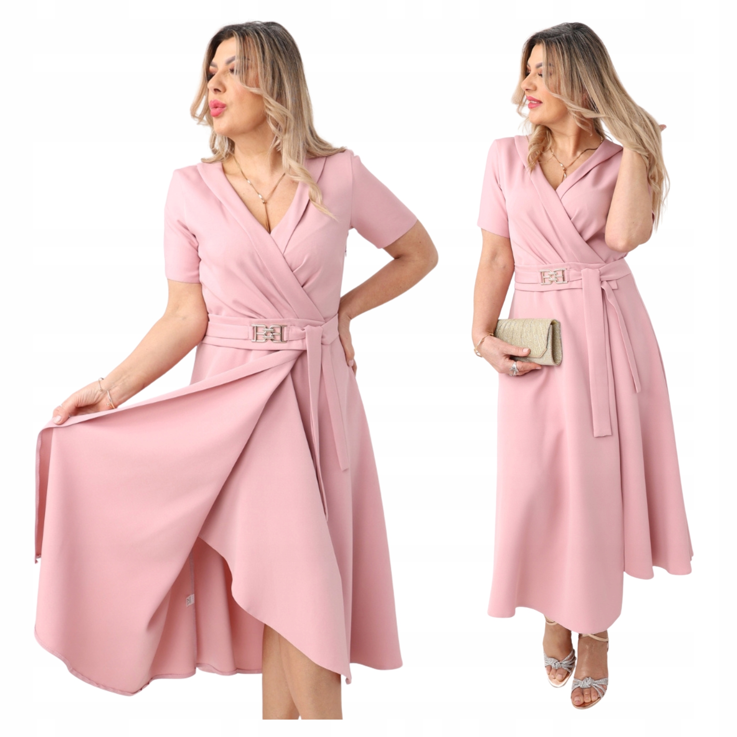 sukienka kopertowa Polski Producent duże rozmiary rozkloszowana