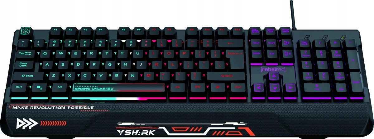 Klawiatura pełnowymiarowa Rgb dla graczy Shark wbudowana podkładka pod,