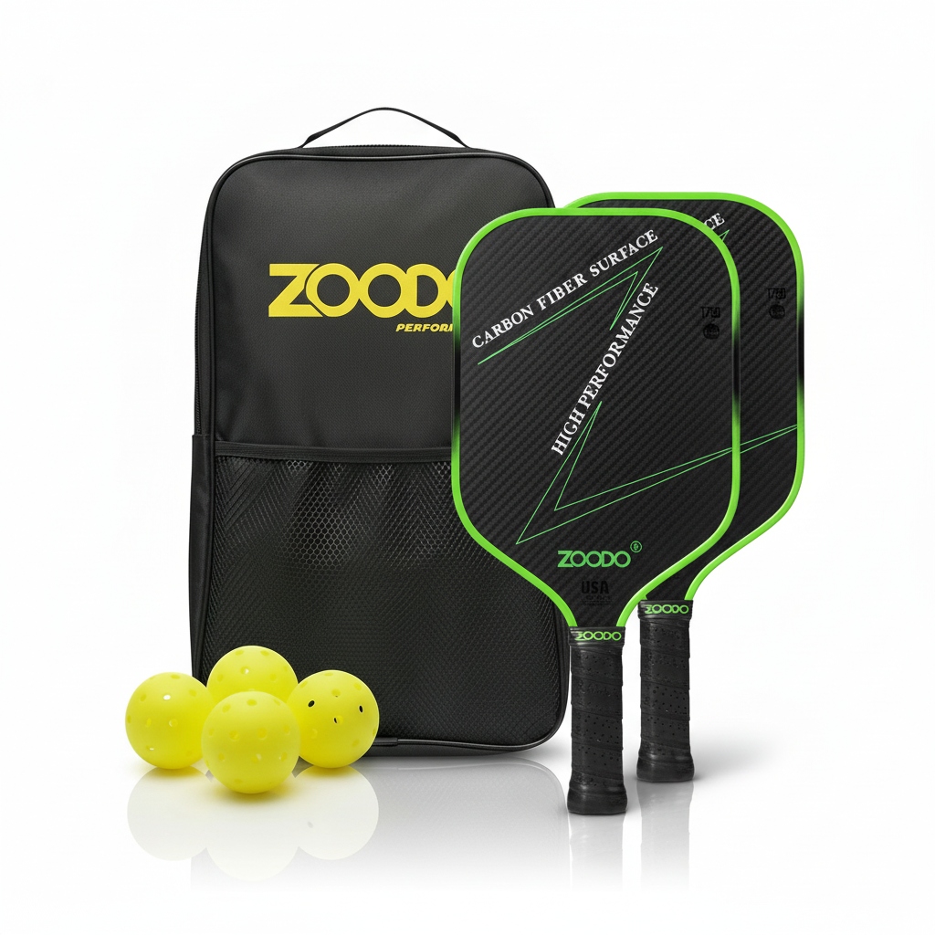 Rakety pro Pickleball Zoodo P4 T700 carbon fiber Gradient green 4 míčky