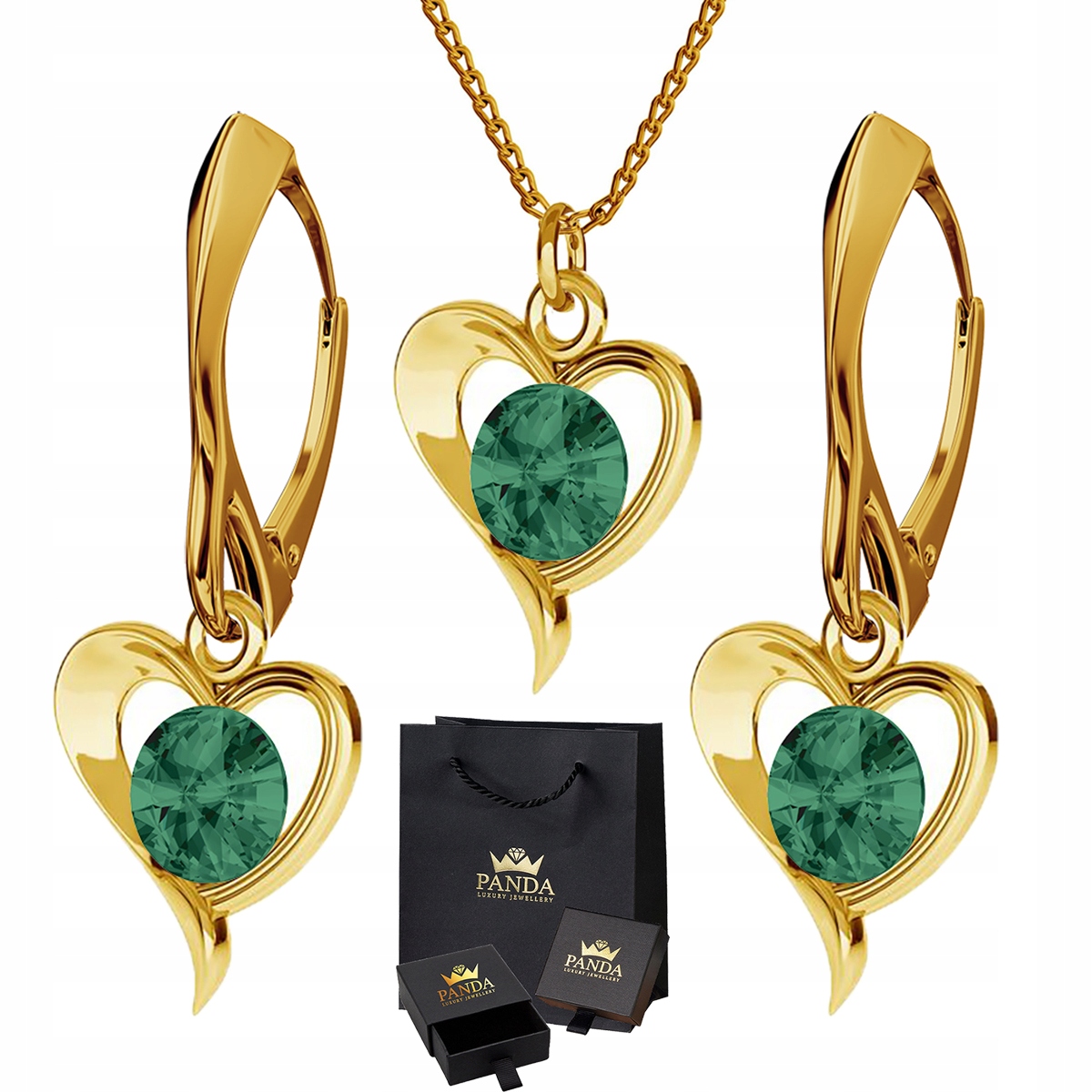 

Pozłacany Komplet Biżuterii Serce Swarovski Srebro