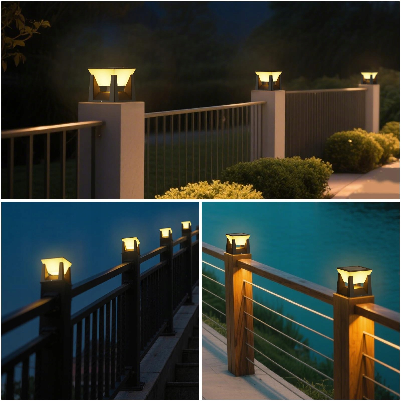 ACMHNC Lampa Ogrodowa Solar Czarna IP65 Wodoodporna 3000K Na Podjazd Patio — miniatura 3