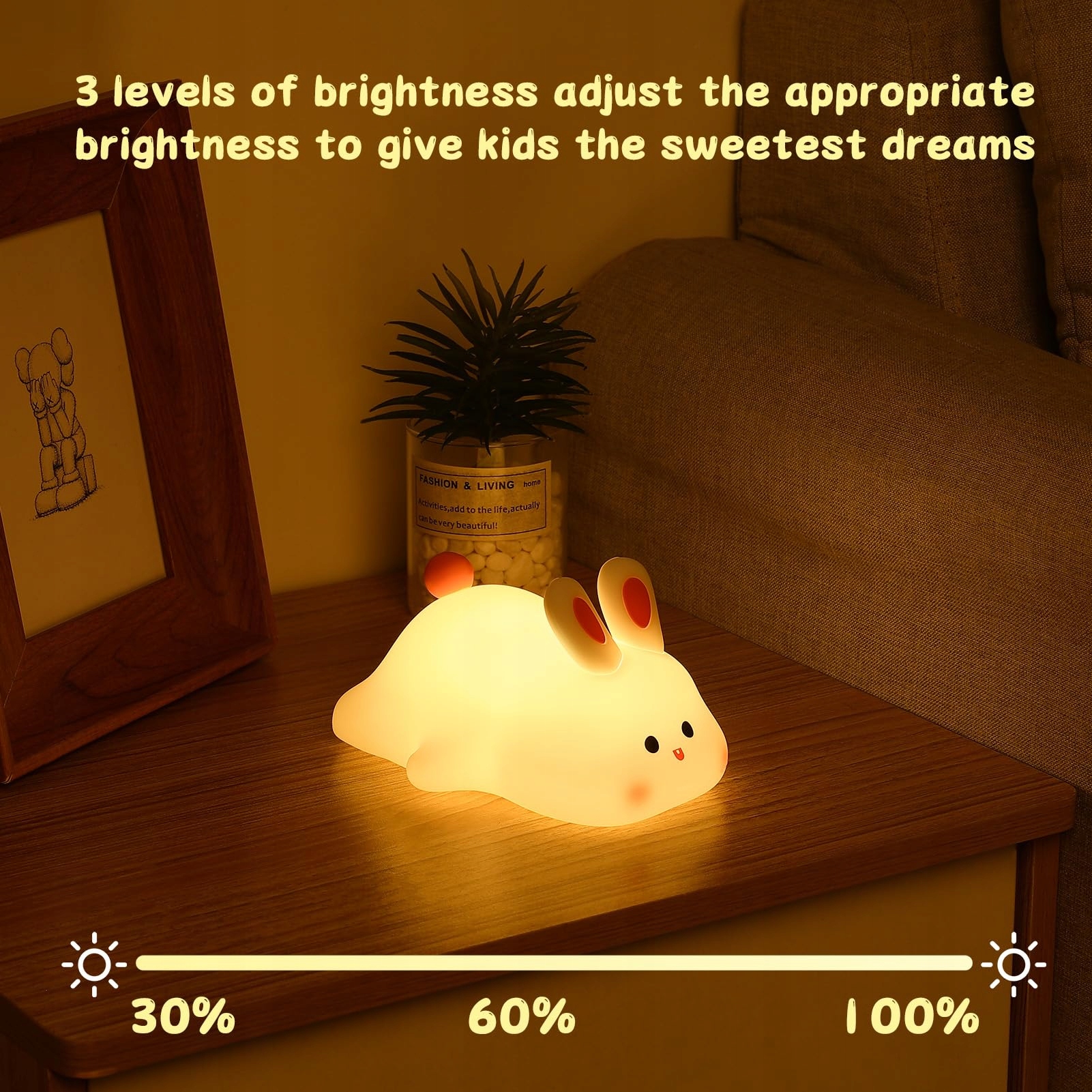 LOVERUIS Lampka Nocna Dla Dzieci Królik Lampka LED Do Pokoju Dziecięcego — miniatura 4