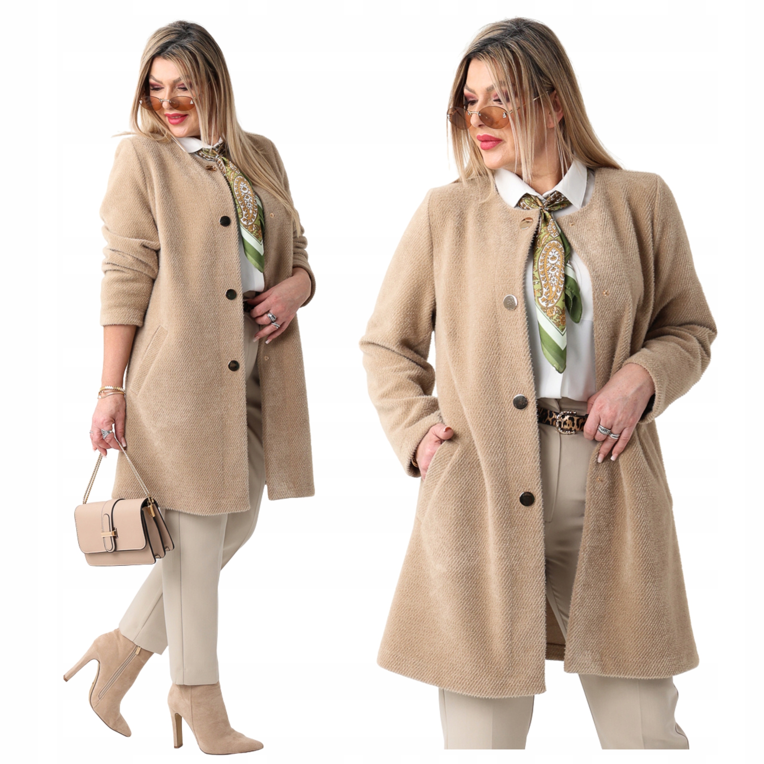 Płaszcz damski przejściowy Polski Producent duże rozmiary miękki