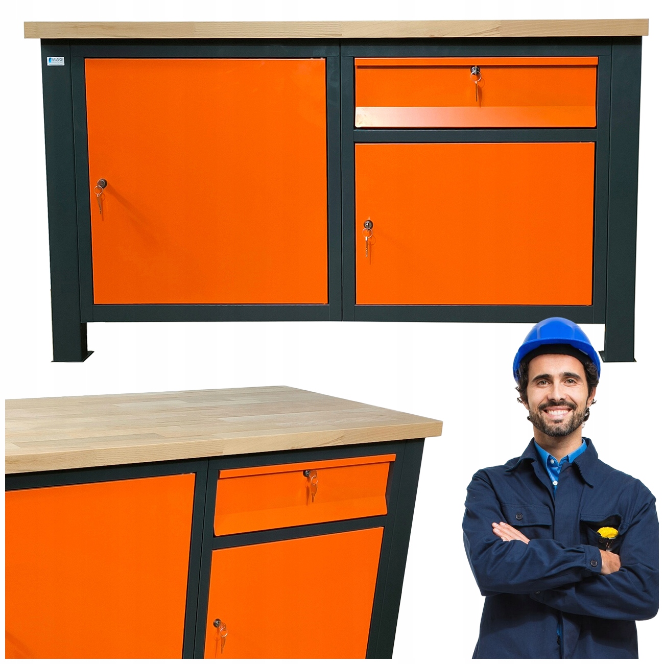 Kovový Garážový Pracovní Stůl Silný Průmyslový P-1415