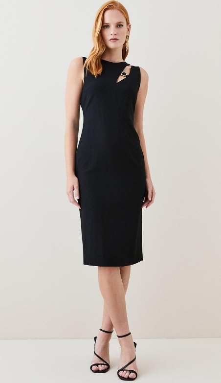 Karen Millen Šaty Černá Jednoduchá MIDI 36 Y1B