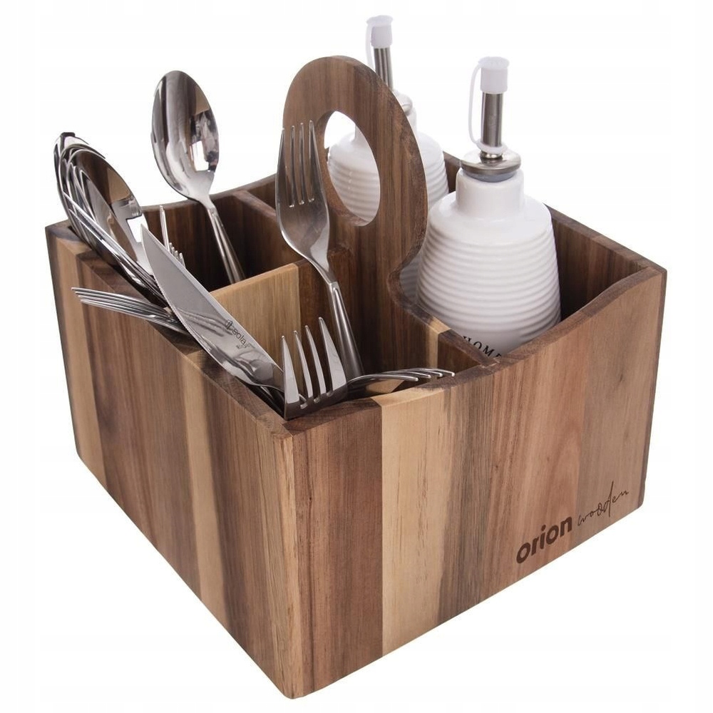 Stojan na příbory, omáčky a koření dřevěný Wooden