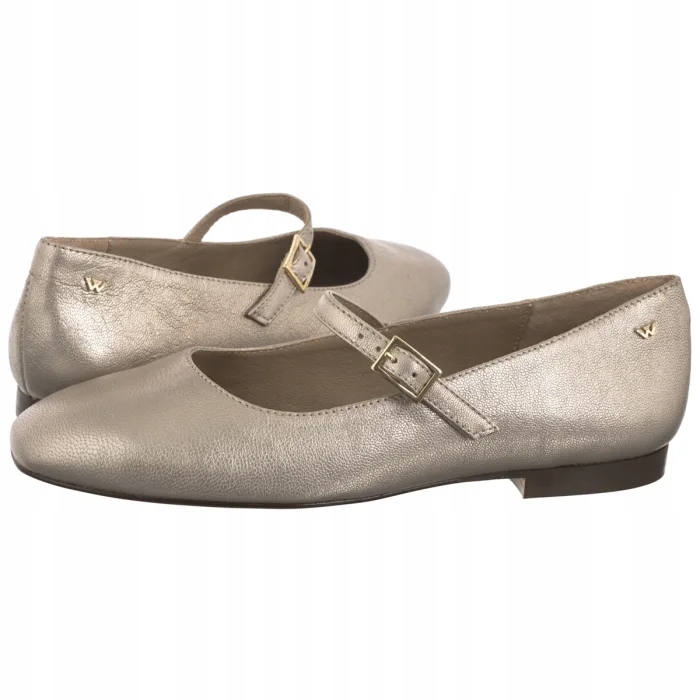 Dámské kožené klasické baleríny Wojas Zlaté 44055-58