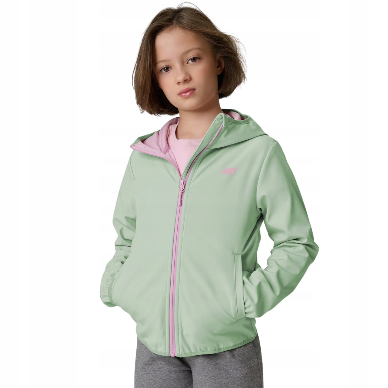 Kurtka młodzieżowa softshell 4F miętowa 4FJWSS26TSOFF478 47S