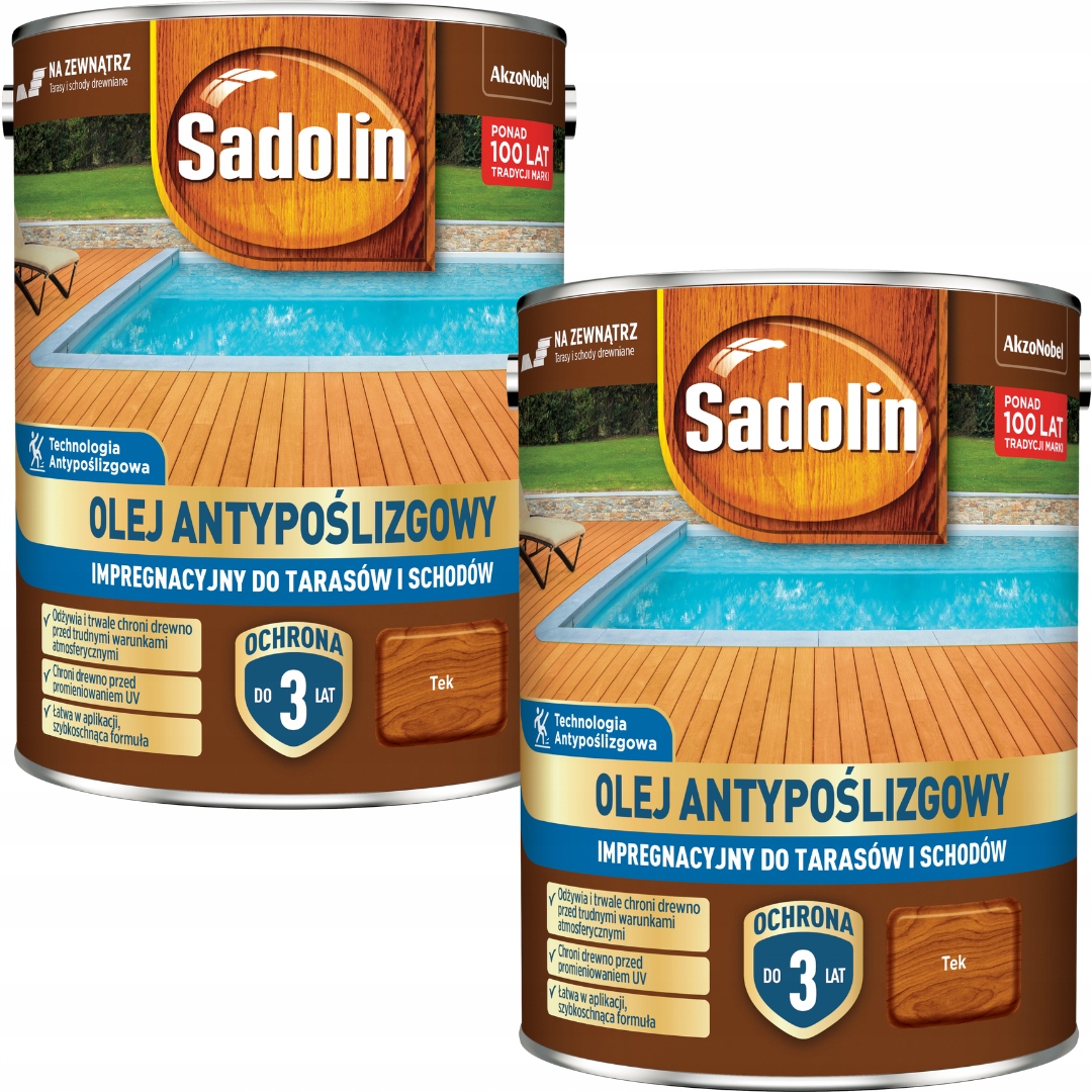 Sada Sadolin Olej 2x4,5L Protiskluzový Impregnační Na Dřevo Tek 9L