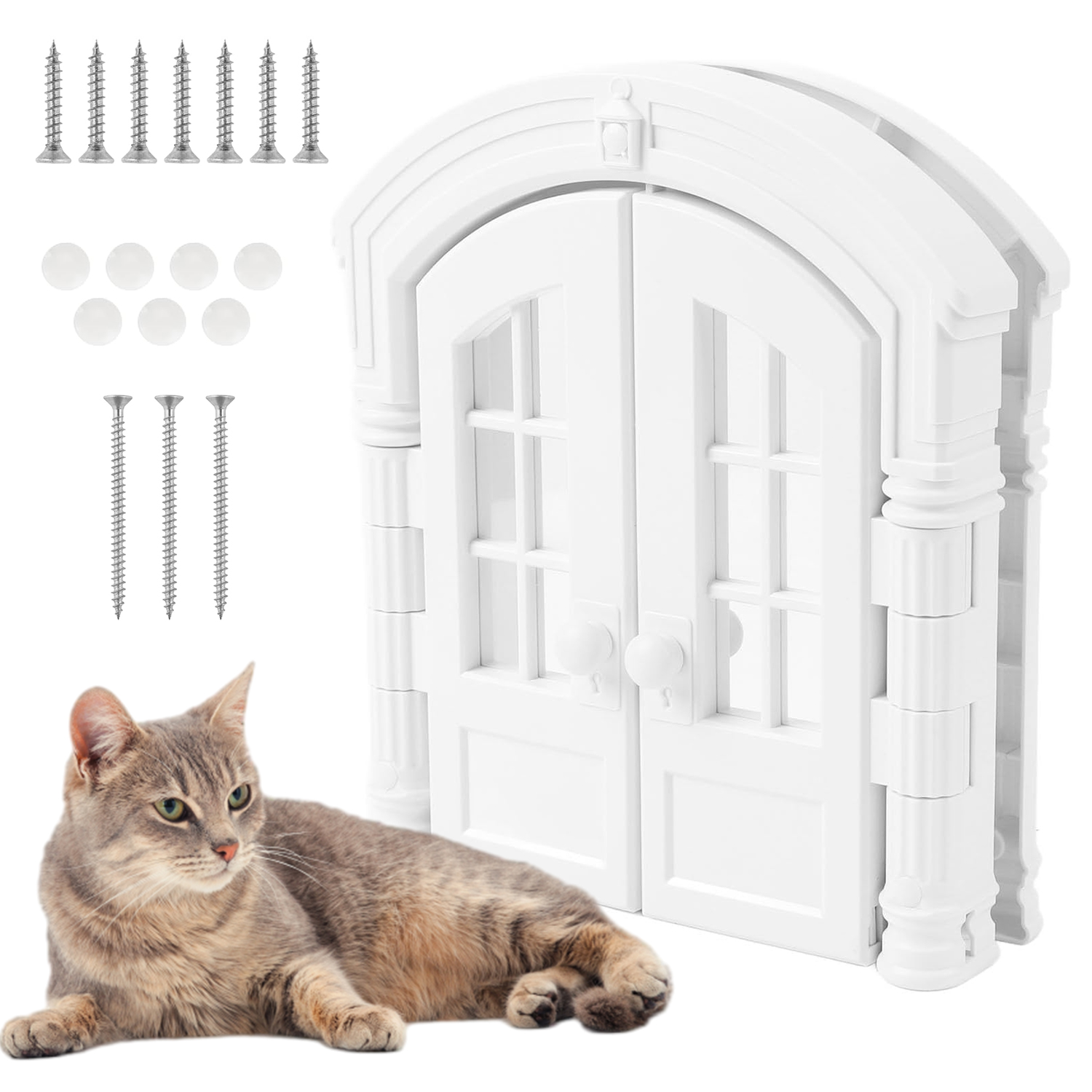 Levně Oboustranná Dvířka Pro Kočky Dvojité Oddělení Záchodu Abs Bílé