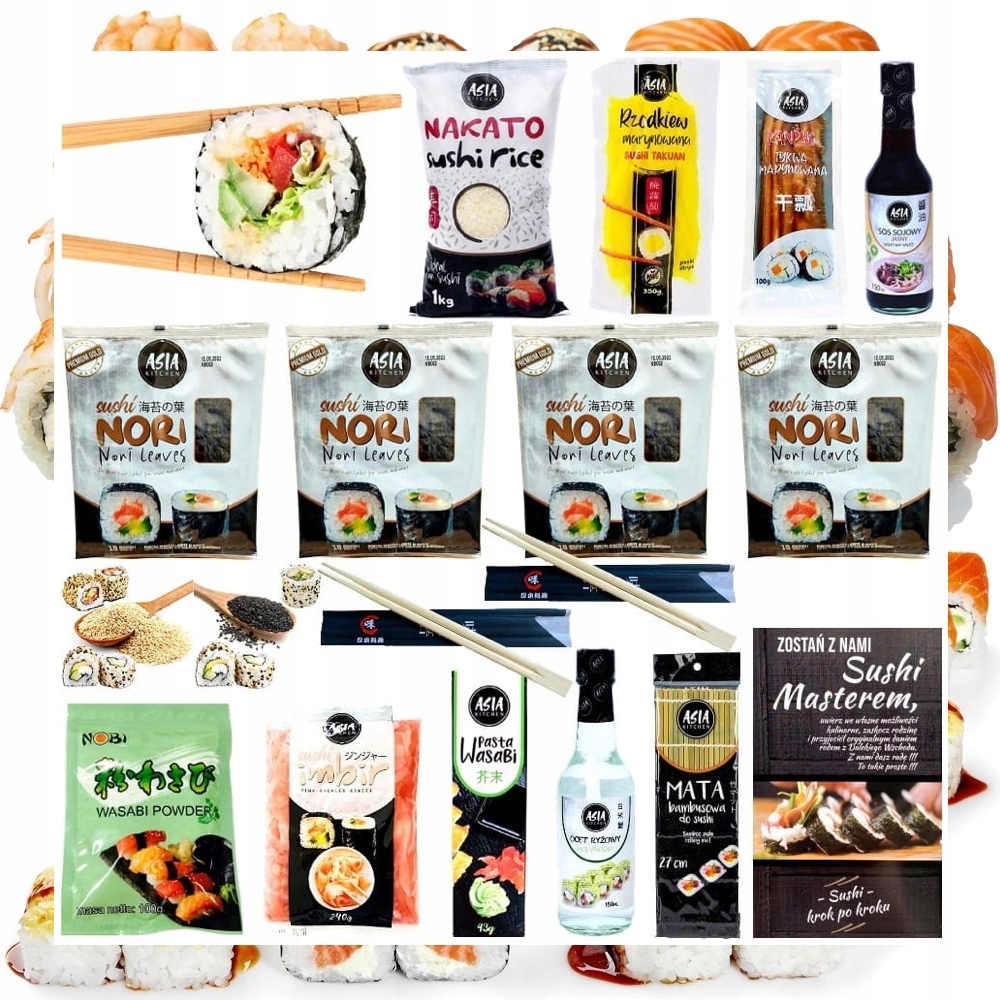 Zestaw Do Robienia Sushi XXL 17 Produktów Mata Ryż Ocet Pomysł