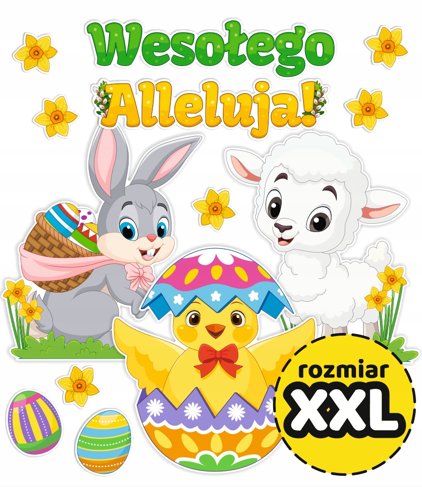 Dekoracja Wielkanocna Wesołego Alleluja ZAJĄCZEK BARANEK PISKLE rozmiar
