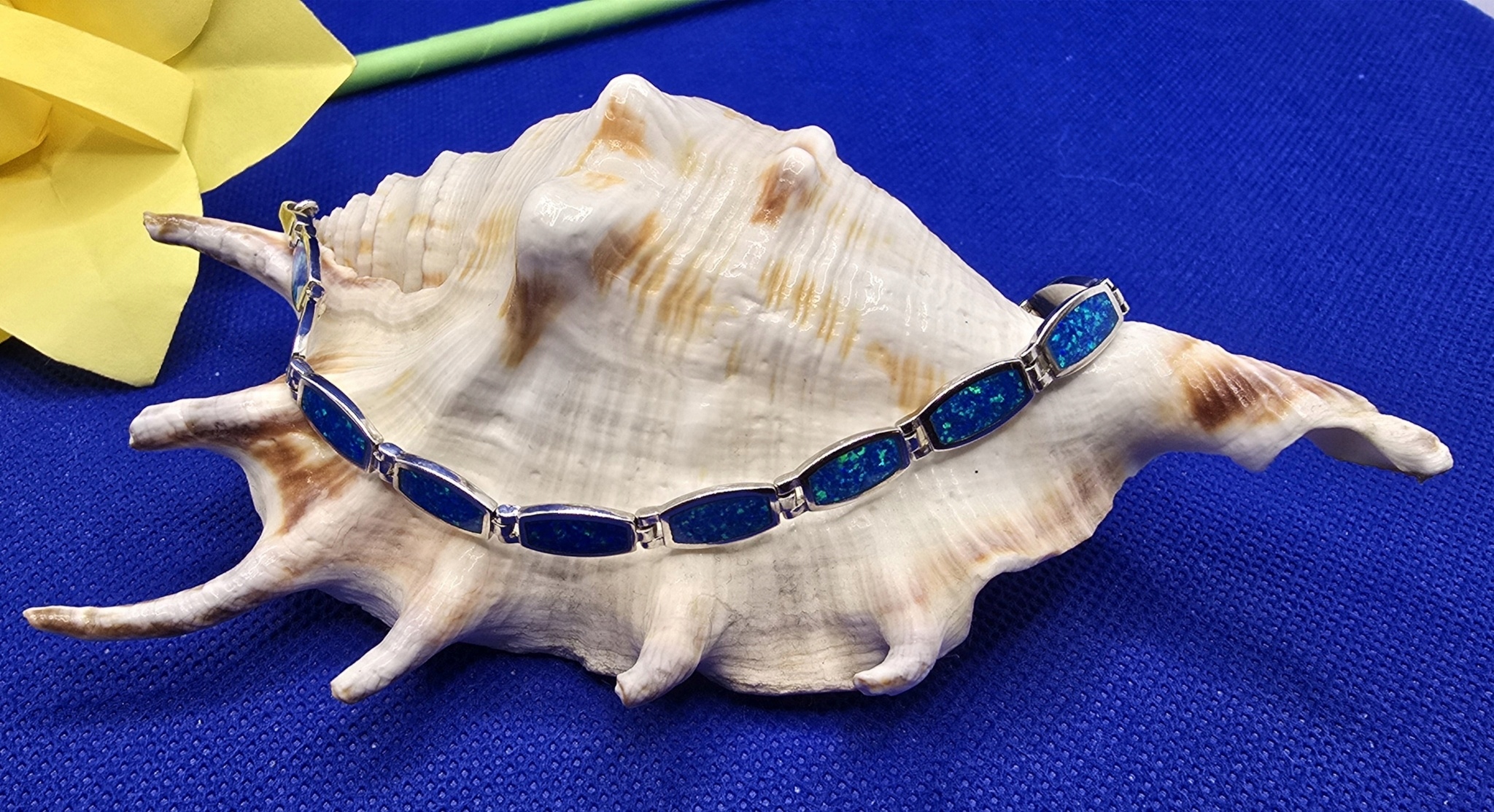 Nevídaný Stříbrný Náramek S Modrým Opálem PR.925 9,24 g