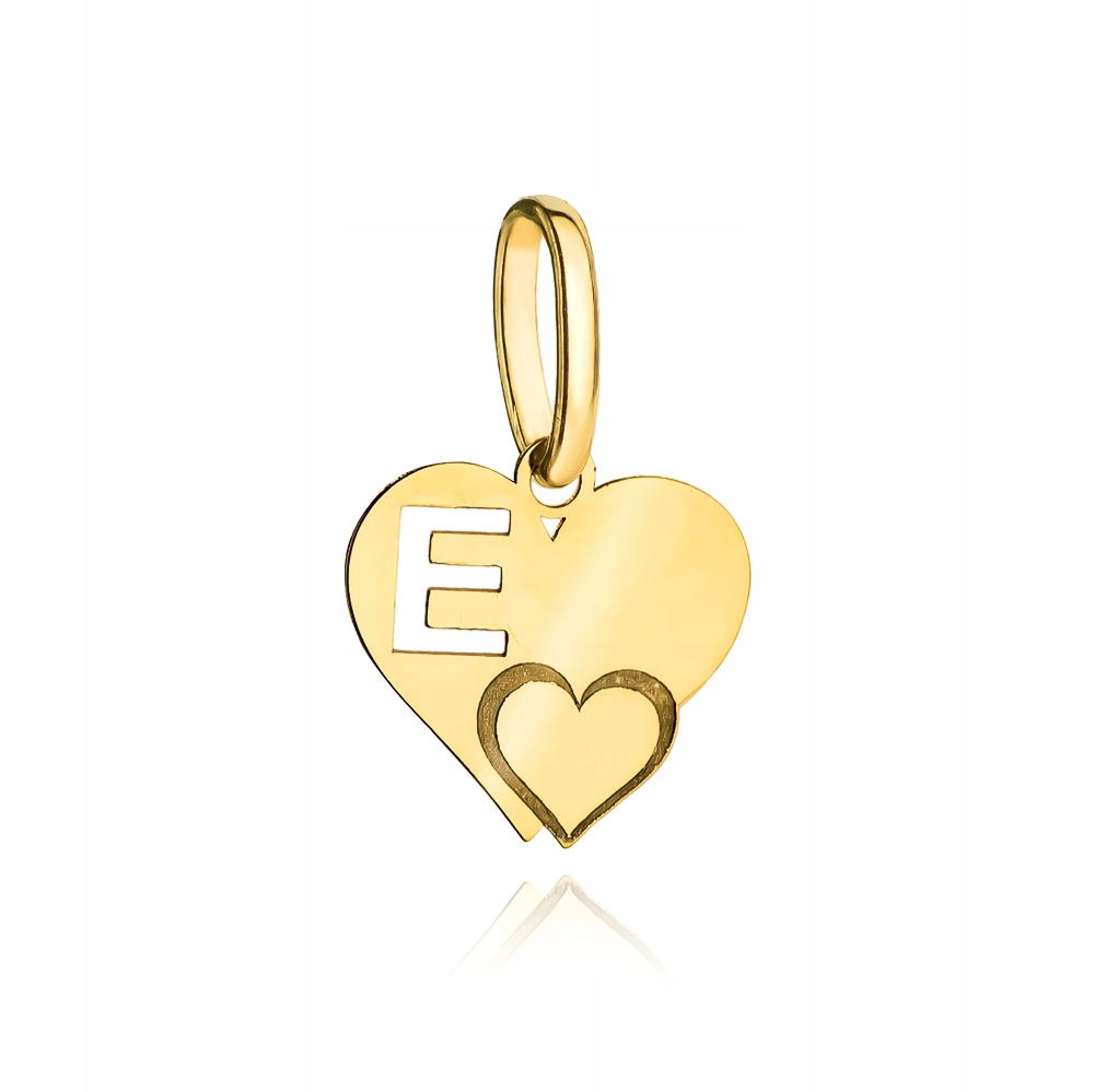 Zlatý přívěsek srdíčko s písmenem E 585 14k, hmotnost 0.31 g