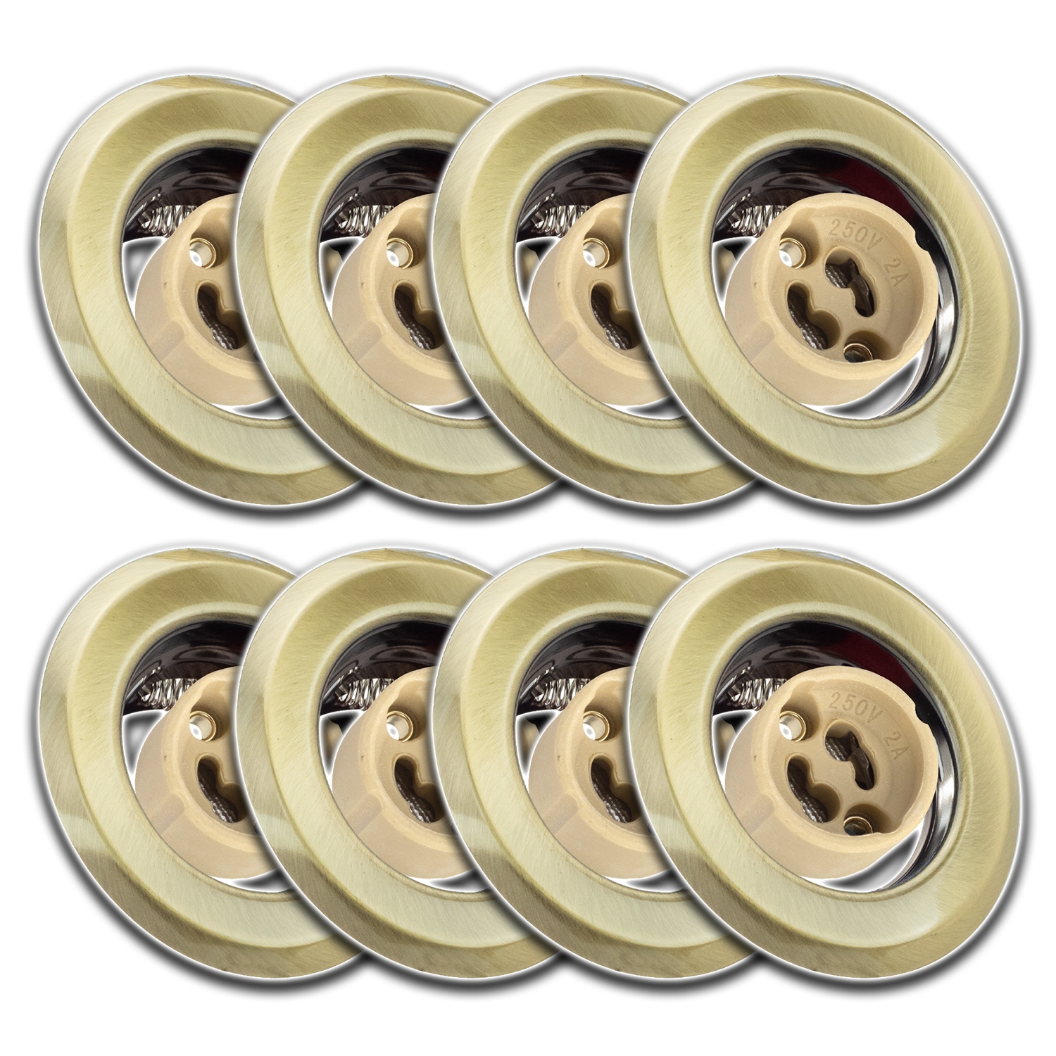 8x Kulaté Stropní Svítidlo S Očkem Pro Montáž Pod Omítku+zásuvka GU10