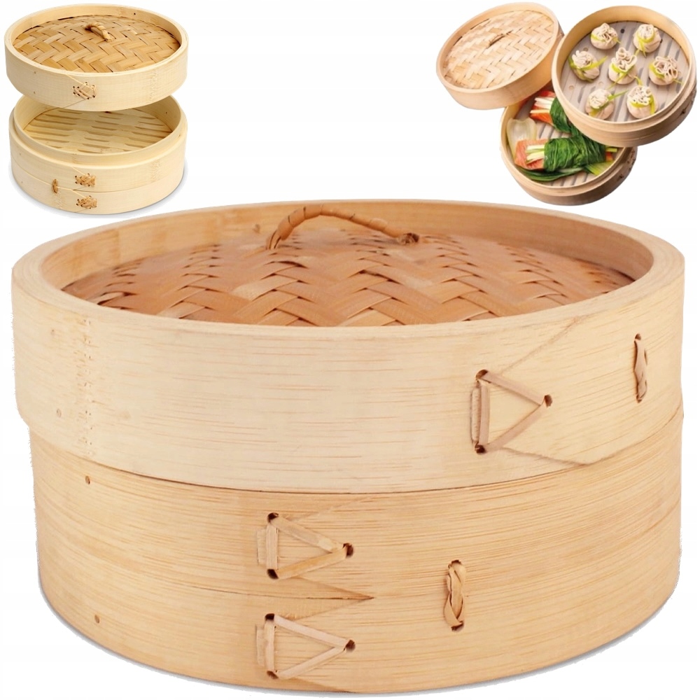 Čínský parník Bambusový parník Kulatý Košík Střední 30cm Emro Aziatica