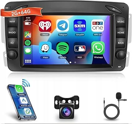 Rádio 7" Android Mercedes W203 W209 W639 CarPlay WiFi Bt 2+64GB