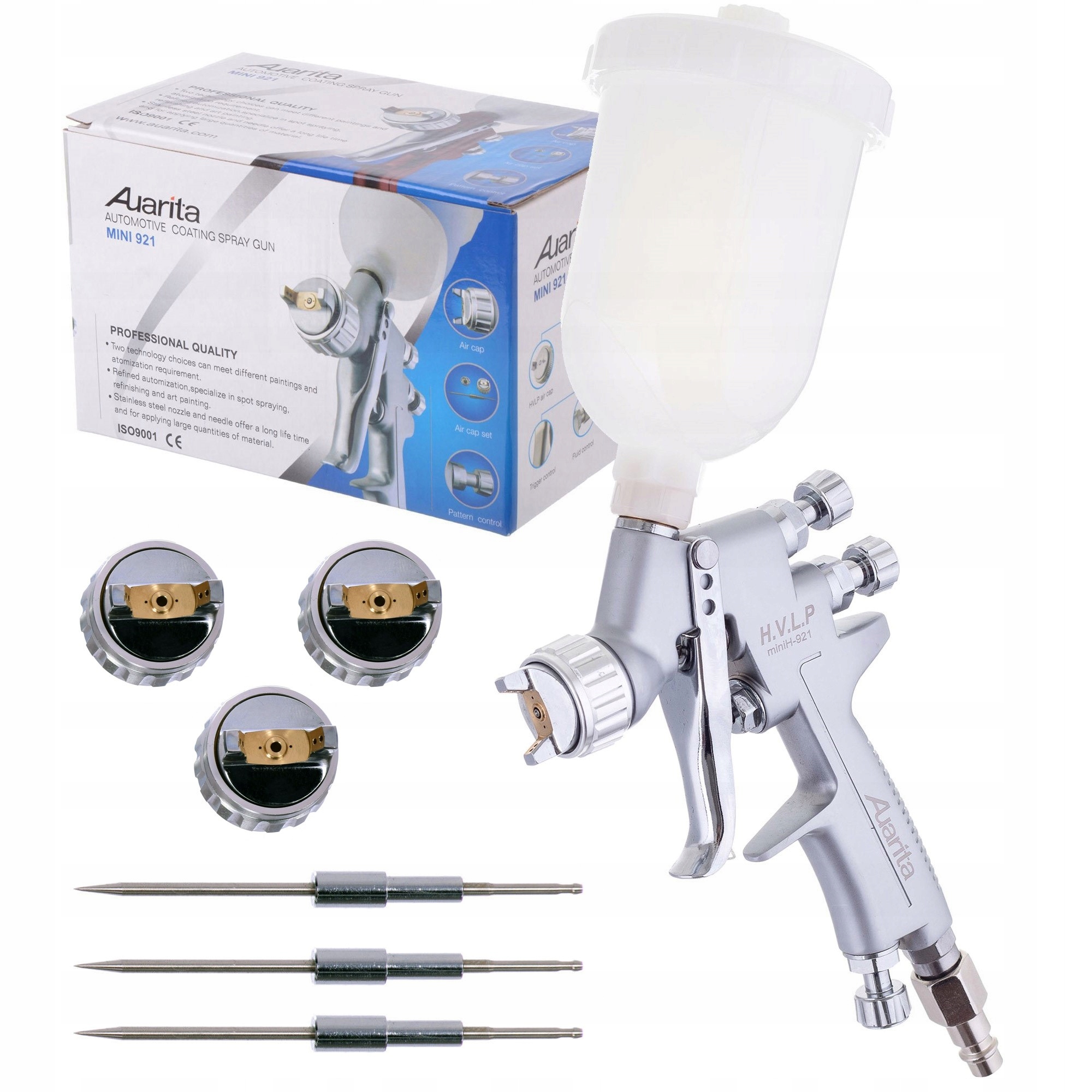 Auarita Mini Hvlp Lakovacia pištoľ Trysky 0.5 0.8 1.0 1.2 mm 250 ml