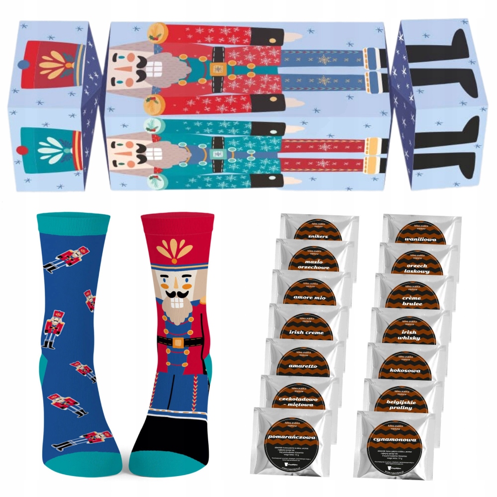 Levně Vánoční Set mix 14 mletých káv ponožky dárek pro mikuláše