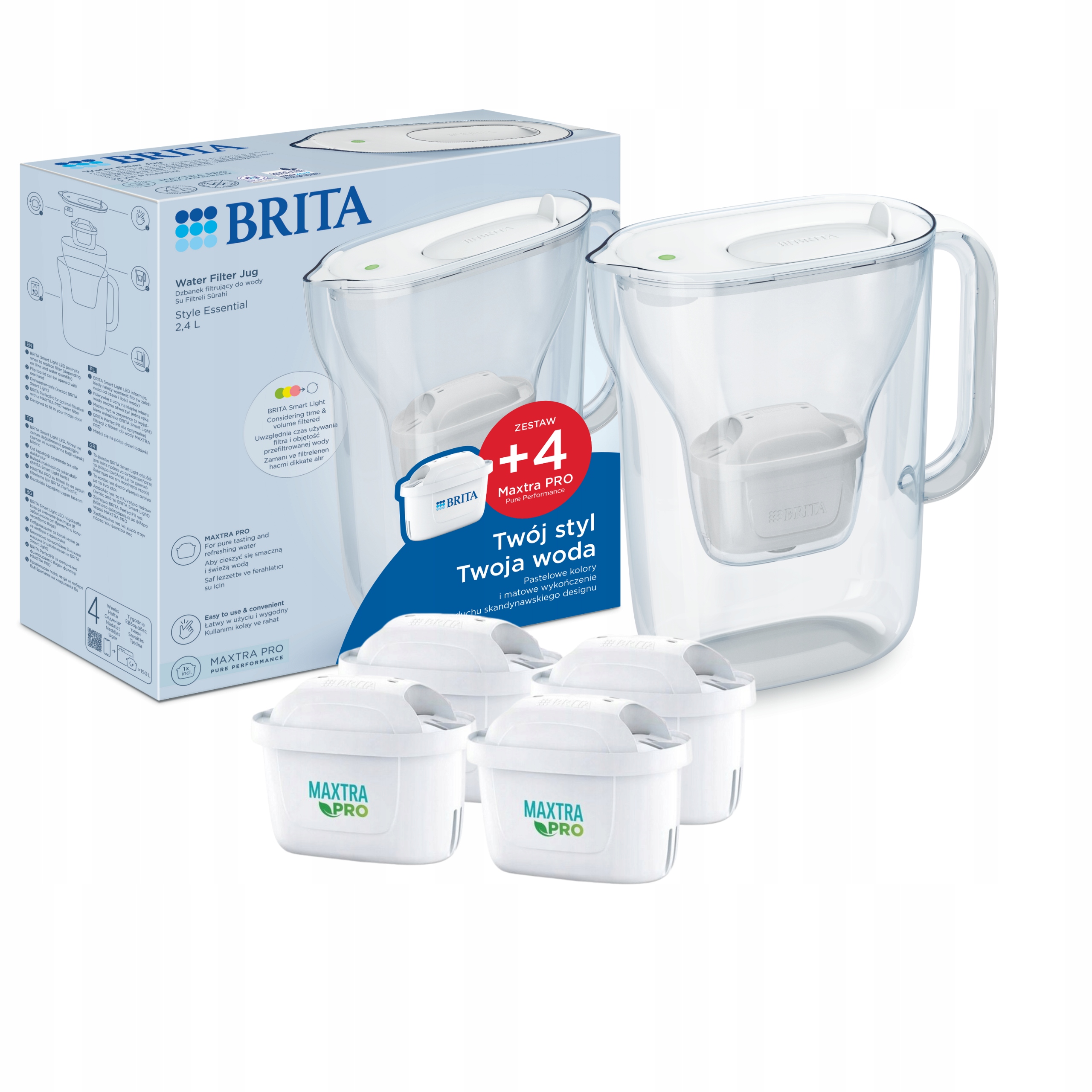 Dzbanek filtrujący Brita Style Essential Biały 4 x Wkład Maxtra Pro Pure