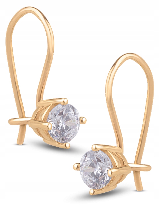 

Złote Piękne Kolczyki Wiszące Z Cyrkoniami 585