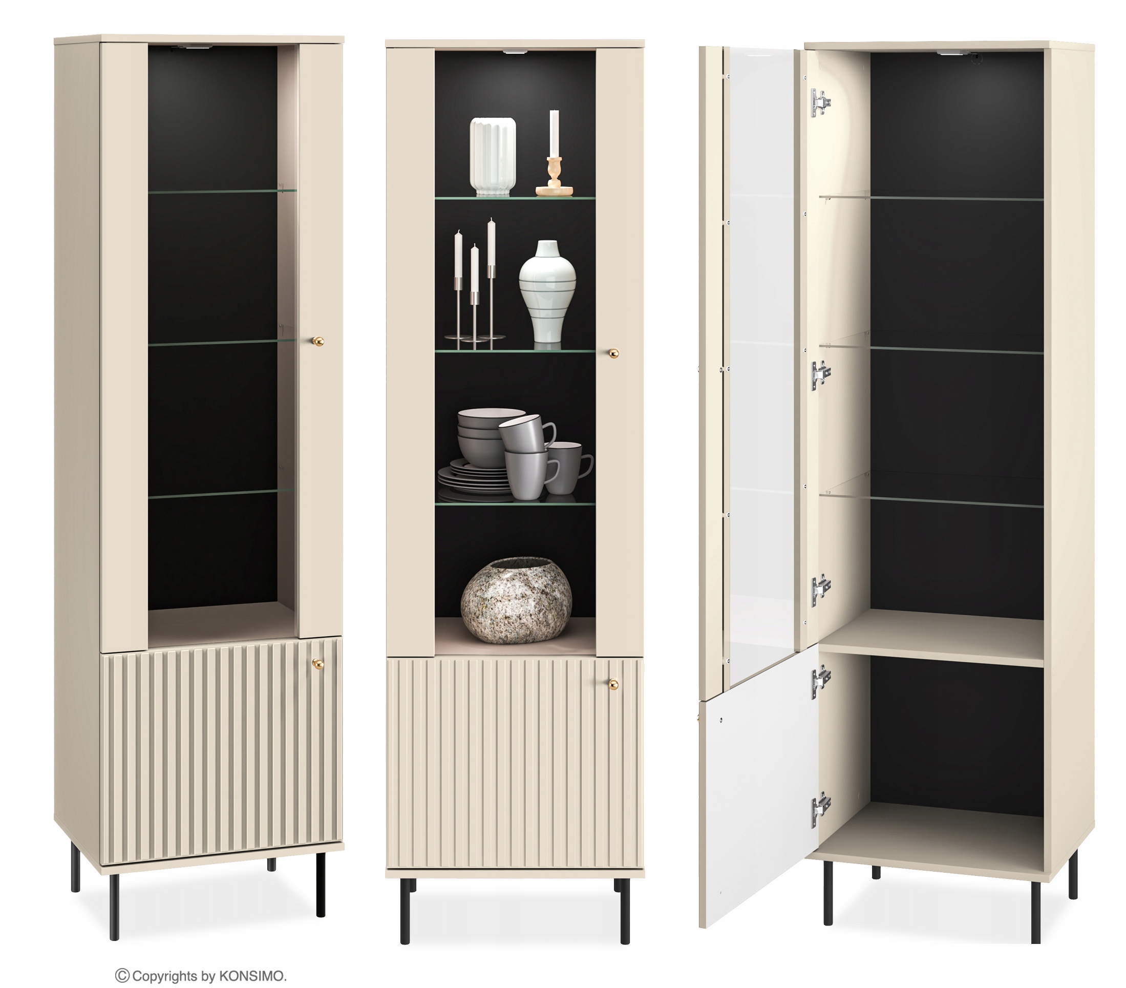 Vitrína Komoda Skříňka Mdf Sklo Obývacího Pokoje 55x190x40 cm Droma Konsimo