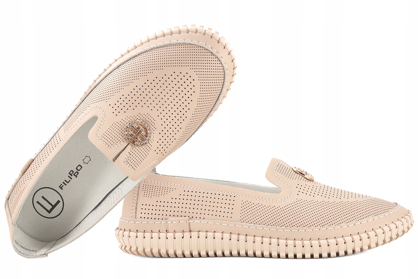 Filippo DP6838 Ažurové Mokasíny Dámské Kožené Polobotky Béžové 37 Béžová