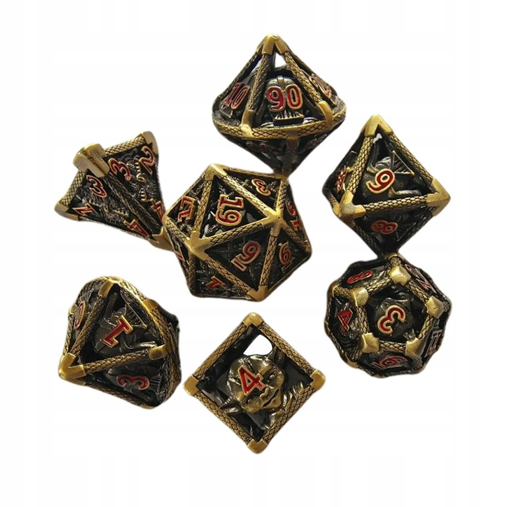 

7x Mosiężne Kości Dnd Kości D&D Zestaw Kości