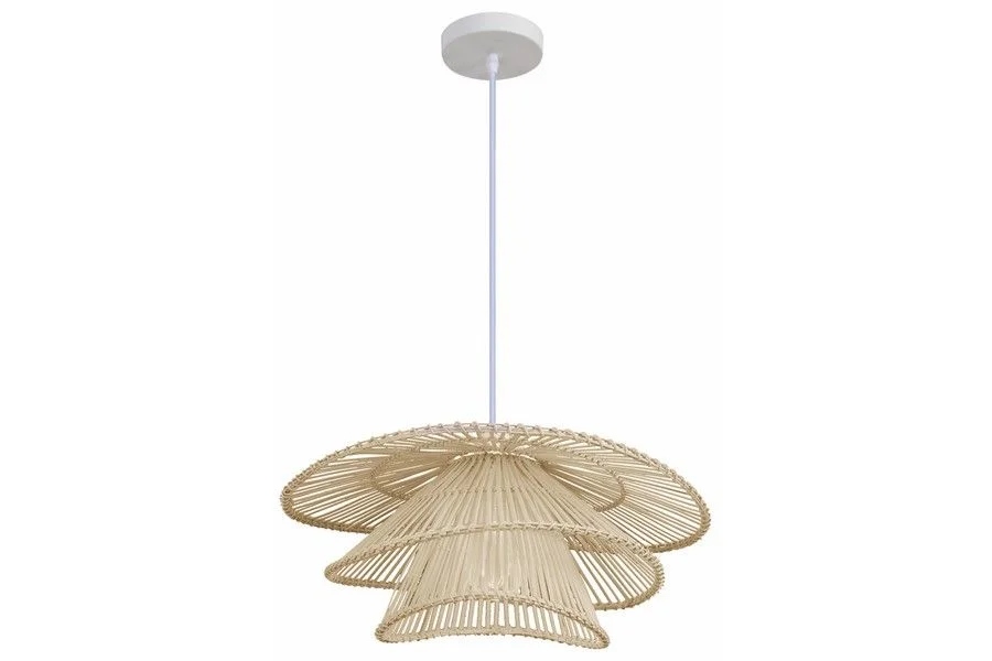 Závěsná lampa boho ratan trojité kulaté stínidlo 45 cm do jídelny Reality