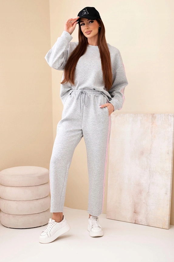 Komplet damski wiskozowy masełko z lampasami