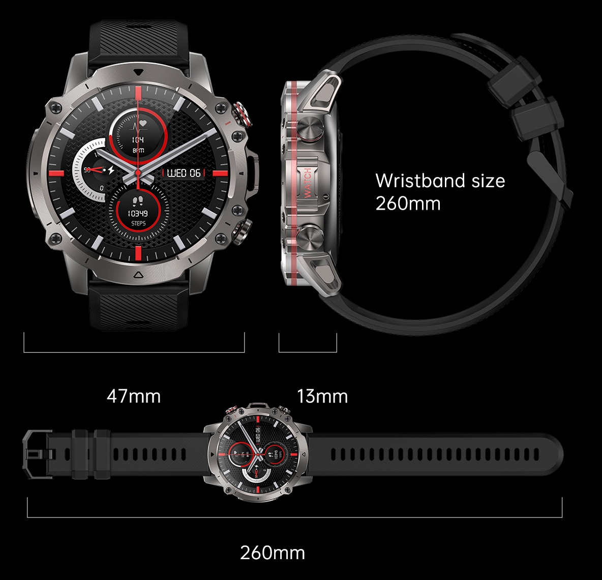 DUŻY ZEGAREK MĘSKI SMARTWATCH AMOLED CIŚNIENIOMIERZ PULS SPORT ROZMOWY PL Komunikacja Bluetooth
