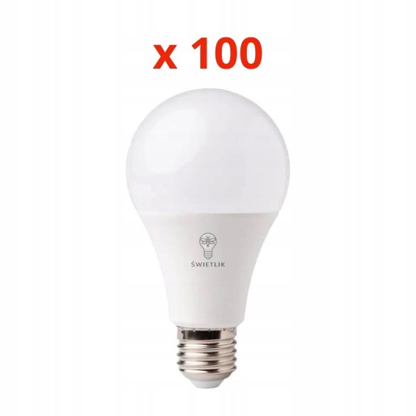 Zestaw 100 Szt. Żarówka Led E27 15W A60 Mocna Biała Neutralna