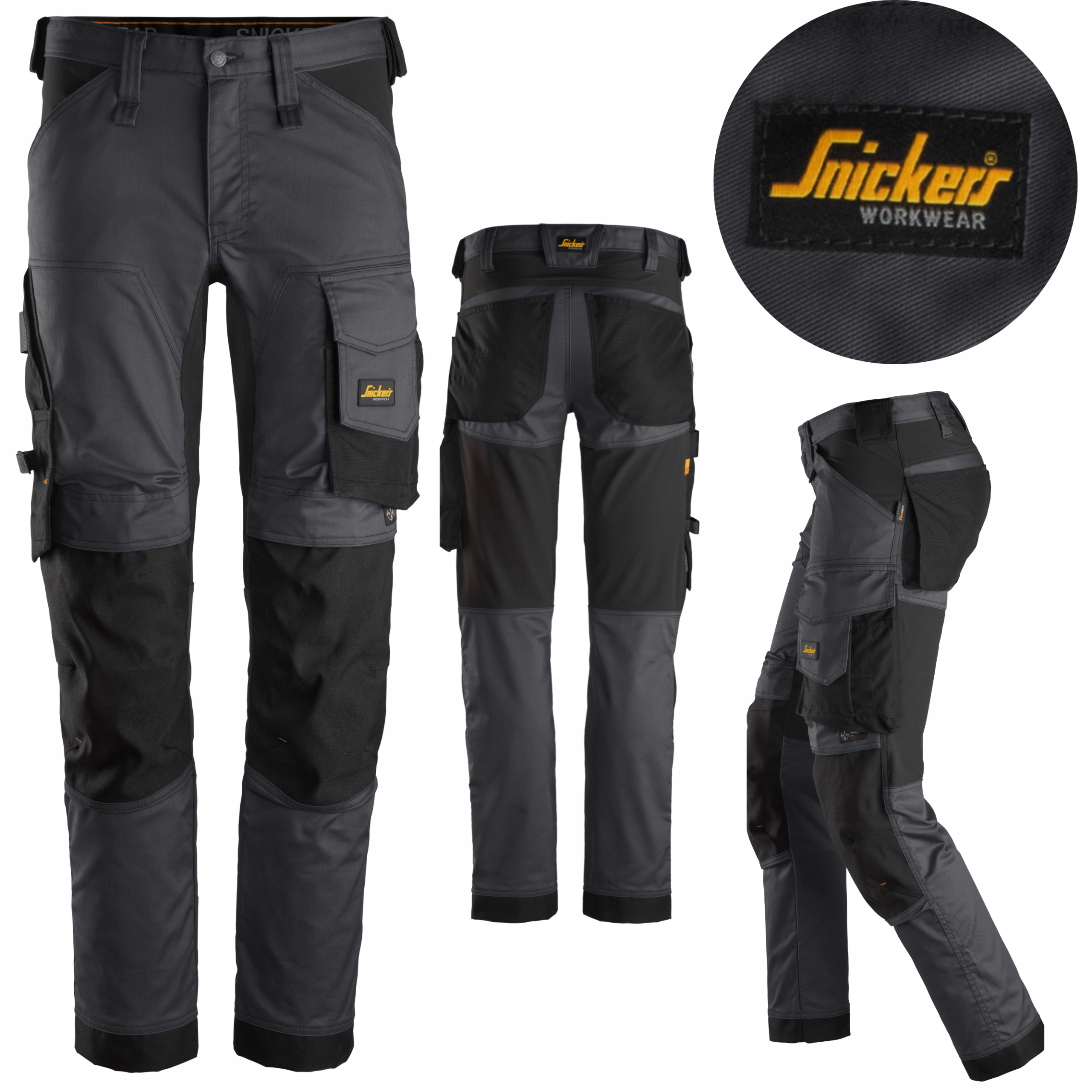 Spodnie Snickers 6341 elastyczne męskie do pasa Allround 6341 52 szary