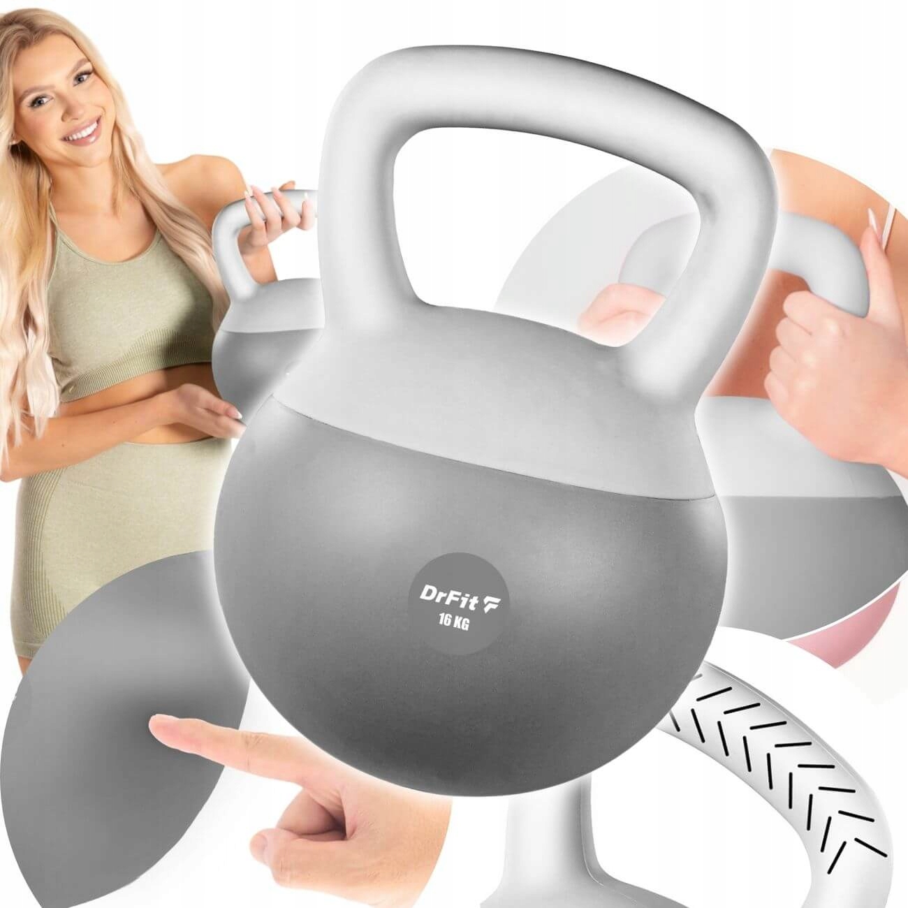 Kettlebell Závaží činka Závaží pro fitness cvičení Šedá 16 kg DrFit