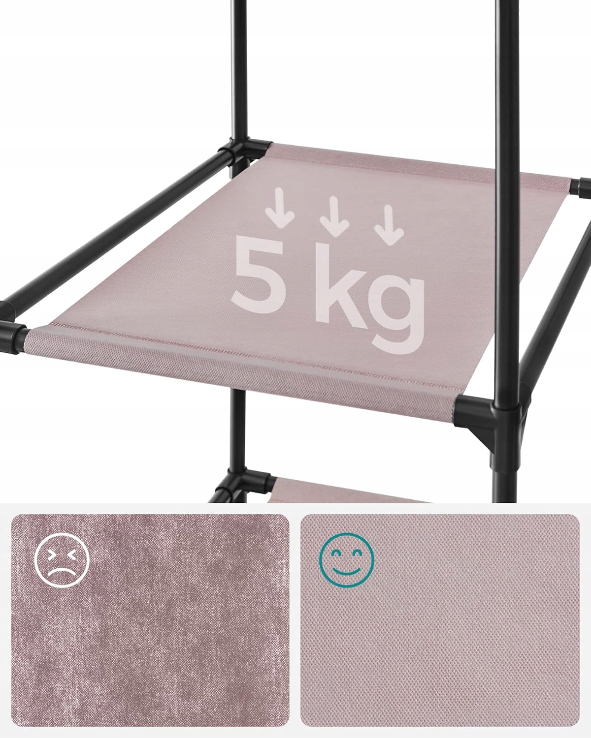 SZAFA NA UBRANIA Z DRĄŻKIEM 150x45x175 DO SYPIALNI GARDEROBY POKROWIEC Materiał dominujący syntetyk