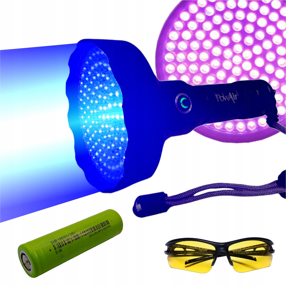 Detektor Uv 128LED z Akumulatorem Li Ion Usb C PowAir Okulary Uv Bursztyn