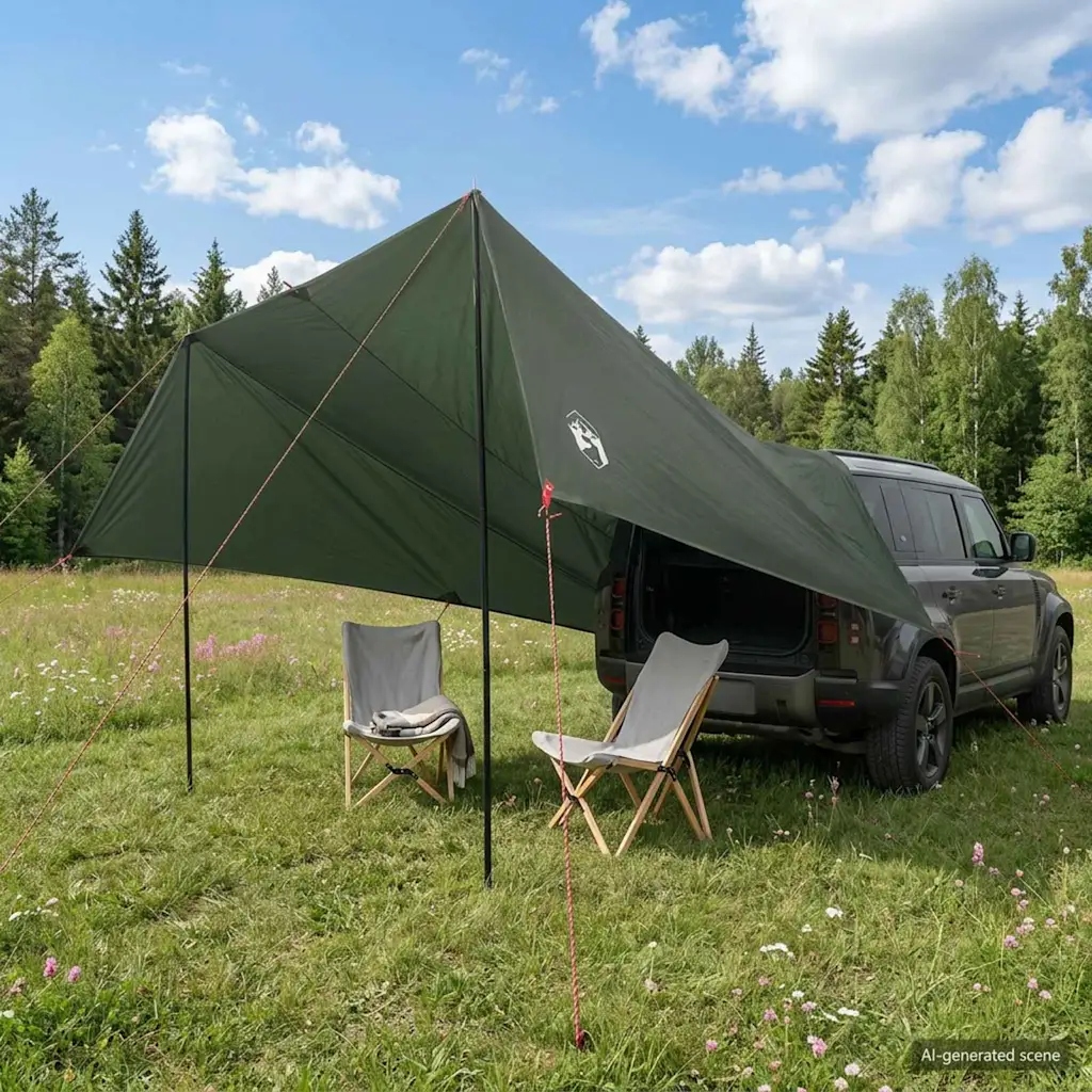vidaXL Markýza pro vozidlo Armádní zelená 518 x 580 x 215 cm