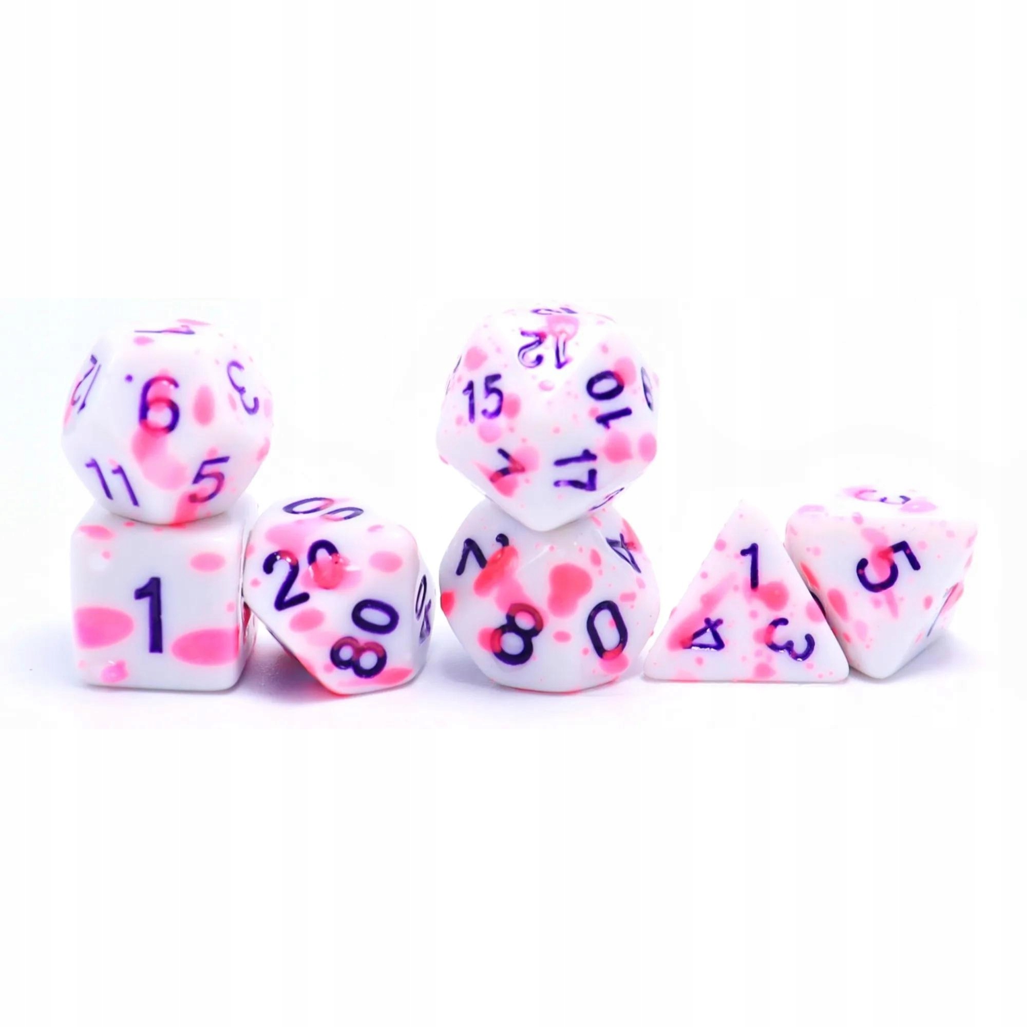 GLAMOUR ZESTAW 7 KOŚCI KOSTEK RPG Liczba ścian 4 6 8 10 12 20