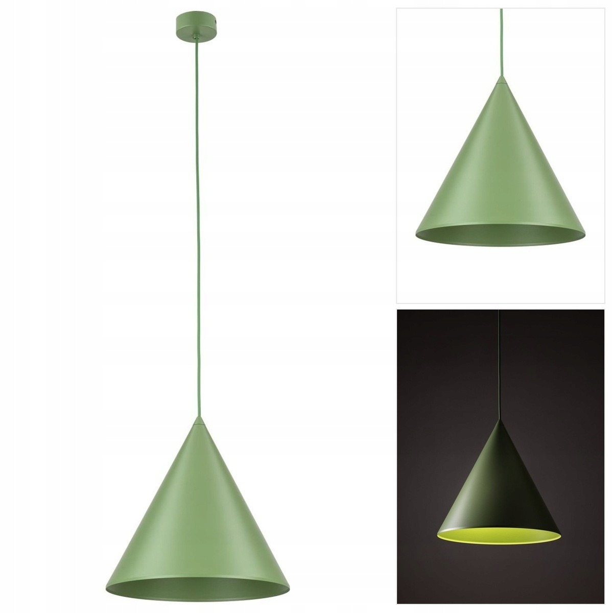 Zelená závěsná lampa Cono s moderním designem nad kuchyňskou deskou Tk Lighting