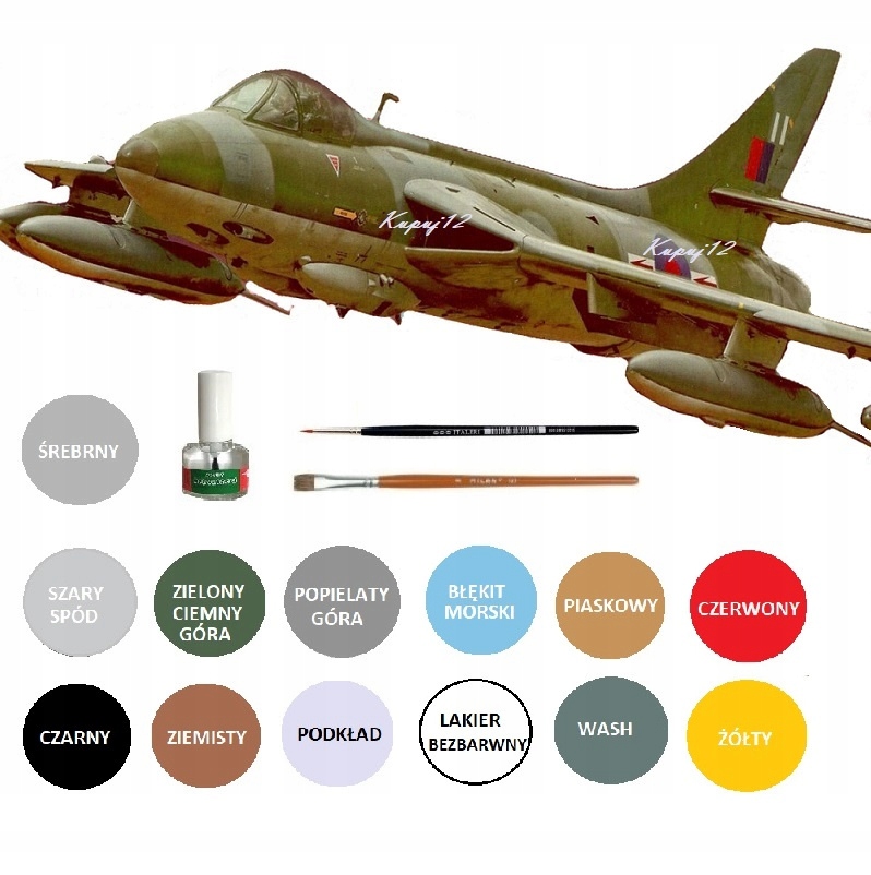 Model do sklejania HAWKER HUNTER F Mk6 ZESTAW PODKŁAD, LAKIER+FARBY+KLEJ
